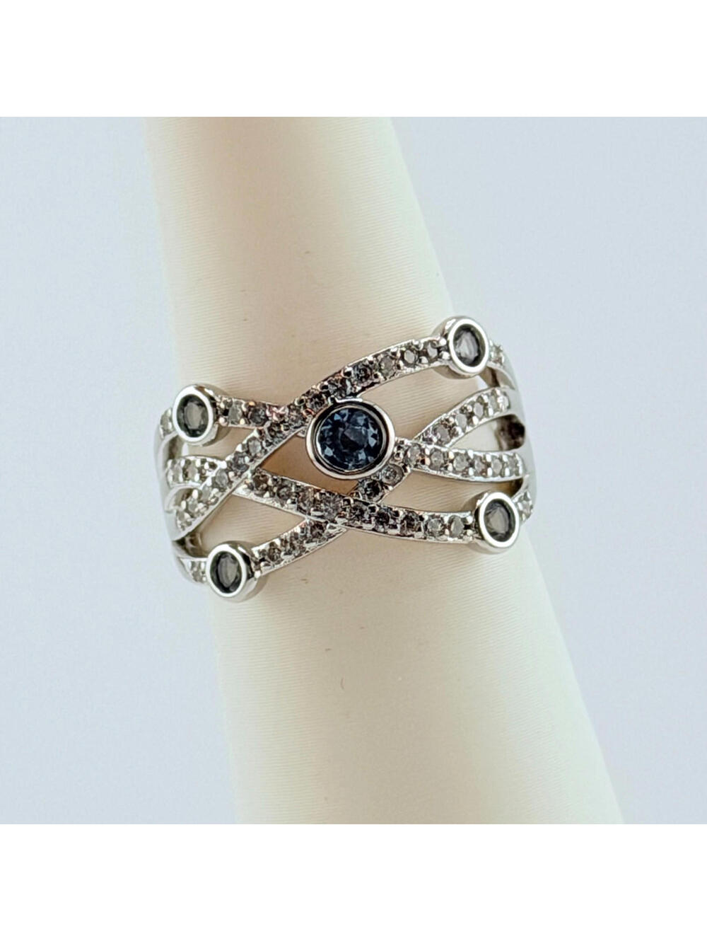 Bomb Party Ring Sz 8 RBP6385 "Orbs Of Dreams" Aqua Blue Spinel On Rhodium